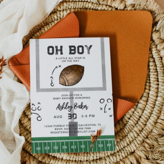 Waterverf Football Baby shower Uitnodiging