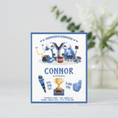 Waterverf Football Blauw Budget Verjaardag Uitnodi (Staand voorkant)