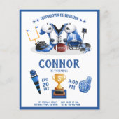 Waterverf Football Blauw Budget Verjaardag Uitnodi (Voorkant)