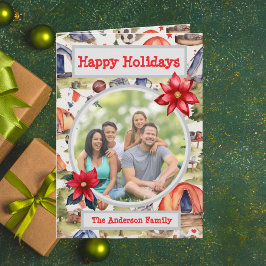 Waterverf Football Camping Familie Foto Vakantie Kaart