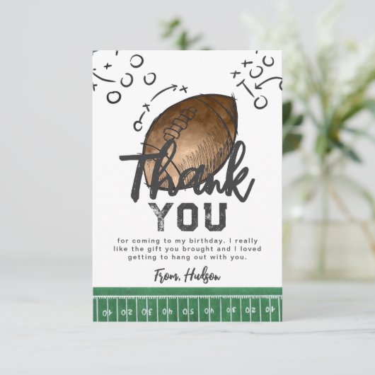 Waterverf Football dank u kaart (Staand voorkant)