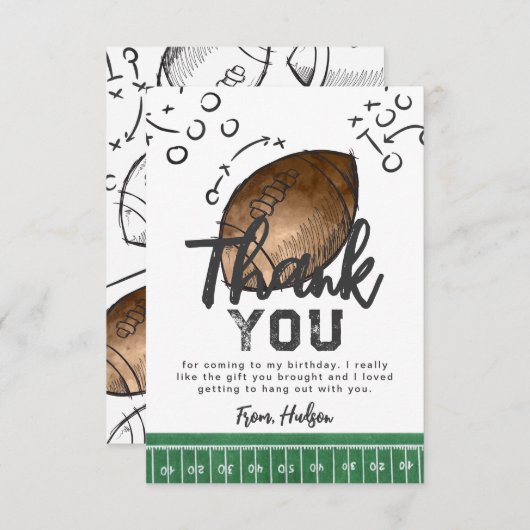Waterverf Football dank u kaart (Voorkant / Achterkant)