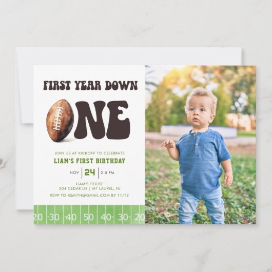 Waterverf Football Eerste jaar Down 1st Verjaardag Kaart (Voorkant)