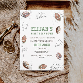 Waterverf Football eerste jaar Down Birthday Kaart