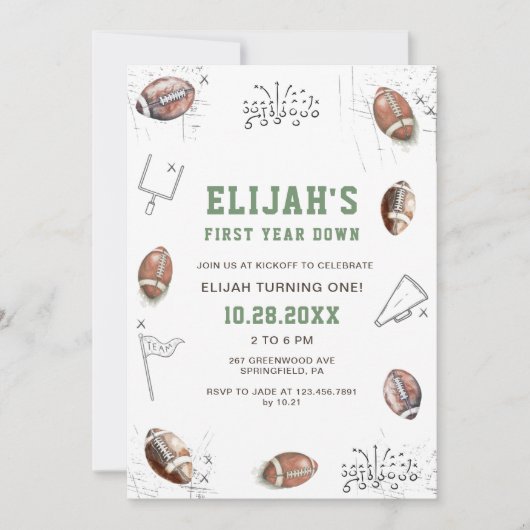 Waterverf Football eerste jaar Down Birthday Kaart (Voorkant)