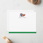 Waterverf Football en Helm Green Notitiekaartje (Voorkant / Achterkant in situ)