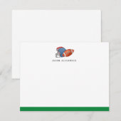 Waterverf Football en Helm Green Notitiekaartje (Voorkant / Achterkant)