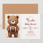 Waterverf Football Teddy Bear Baby shower Kaart (Voorkant / Achterkant)