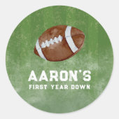 Waterverf Football Verjaardagsfeest Ronde Sticker (Voorkant)