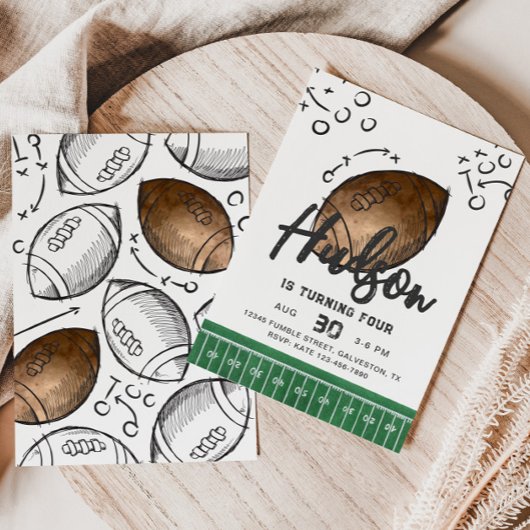 Waterverf Football Verjaardagsuitnodiging Kaart