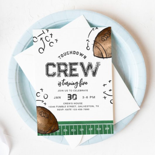 Waterverf Football Verjaardagsuitnodiging Kaart