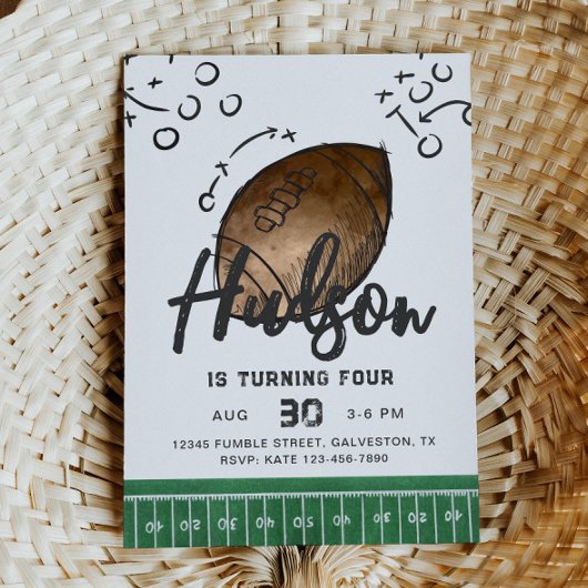 Waterverf Football Verjaardagsuitnodiging Kaart