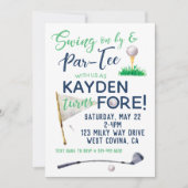 Waterverf FORE Golf Birthday Uitnodiging (Voorkant)