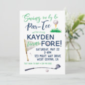 Waterverf FORE Golf Birthday Uitnodiging (Staand voorkant)