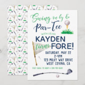 Waterverf FORE Golf Birthday Uitnodiging (Voorkant / Achterkant)