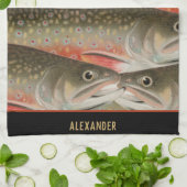 Waterverf forel patroon visser chef kok theedoek (Gevouwen)