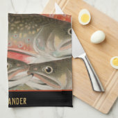 Waterverf forel patroon visser chef kok theedoek (Quarter Fold)