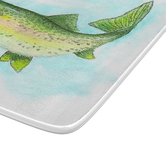 Waterverf forel snijplank (Hoek)