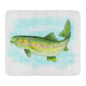 Waterverf forel snijplank (Voorkant)