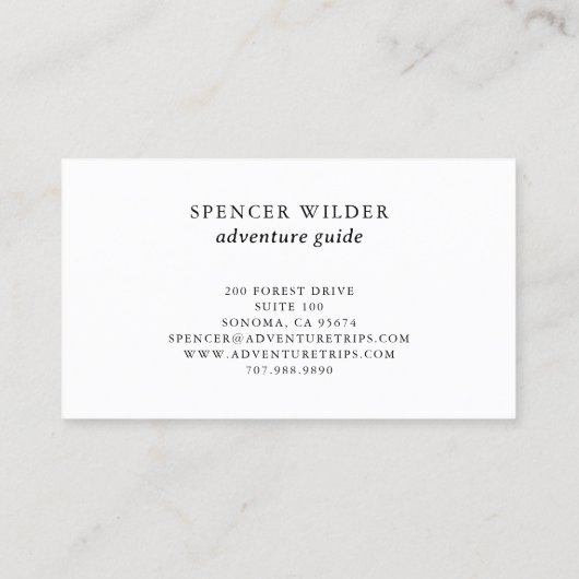 Waterverf Forest Adventure Natuur Gids Visitekaartje (Achterkant)