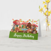 Waterverf Forest Animals Happy Birthday Kaart (Gele Bloem)