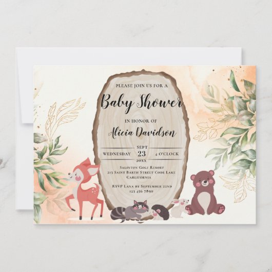 Waterverf Forest Baby shower Kaart (Voorkant)