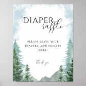 Waterverf Forest Baby shower Luier Raffle Sign Poster (Voorkant)