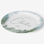 Waterverf Forest Baby shower Papieren Bordje (Gekanteld)