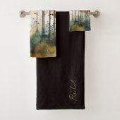 Waterverf Forest Boho Monogram Bad Handdoek (Insitu)