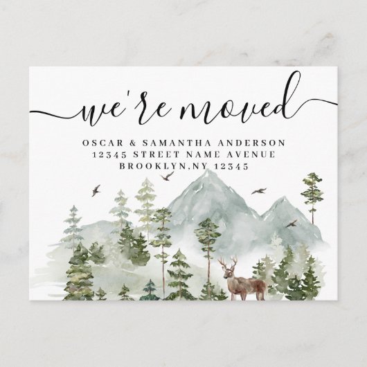 Waterverf Forest | Bomen en bier Aankondigingskaart (Voorkant)