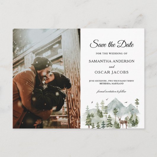 Waterverf Forest | Bomen en bier Aankondigingskaart (Voorkant)