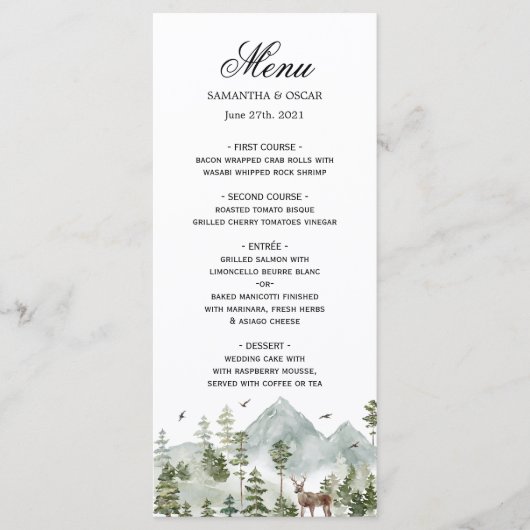 Waterverf Forest | Bomen en bier | Menu (Voorkant)