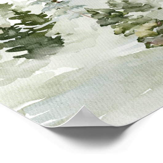 Waterverf Forest | Bomen en bier Poster (Hoek)