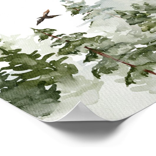 Waterverf Forest | Bomen en bier Poster (Hoek)