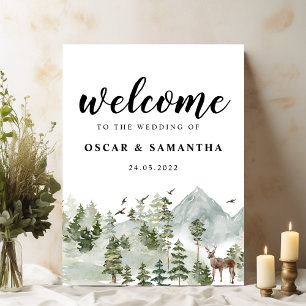 Waterverf Forest   Bomen en bier Poster