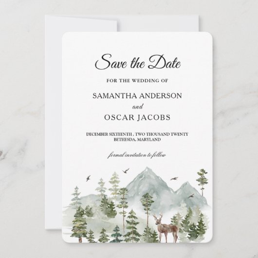 Waterverf Forest | Bomen en bier | Save The Date (Voorkant)
