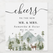 Waterverf Forest | Bomen en bier | Wijn Etiket (Enkel label)