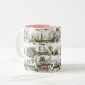 Waterverf Forest Cabin Pattern Tweekleurige Koffiemok (Voorkant links)