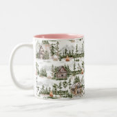 Waterverf Forest Cabin Pattern Tweekleurige Koffiemok (Links)
