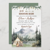 Waterverf Forest Camping Adventure Baby shower Kaart (Voorkant / Achterkant)