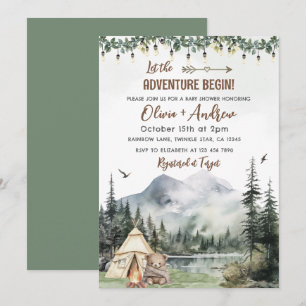 Waterverf Forest Camping Adventure Baby shower Kaart