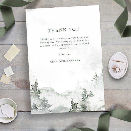 Waterverf Forest Dank u kaart