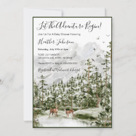 Waterverf Forest Deer Baby shower Kaart