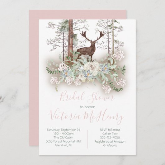 Waterverf Forest Deer Vrijgezellenfeest Kaart (Voorkant / Achterkant)