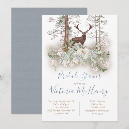 Waterverf Forest Deer Vrijgezellenfeest Kaart (Voorkant / Achterkant)