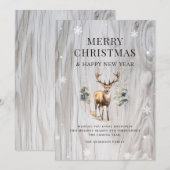 Waterverf Forest Deer Wood Snowflake Feestdagenkaart (Voorkant / Achterkant)