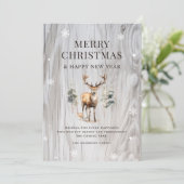 Waterverf Forest Deer Wood Snowflake Feestdagenkaart (Staand voorkant)