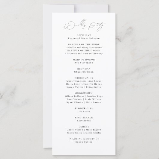 Waterverf Forest Destination Wedding Programma (Achterkant)