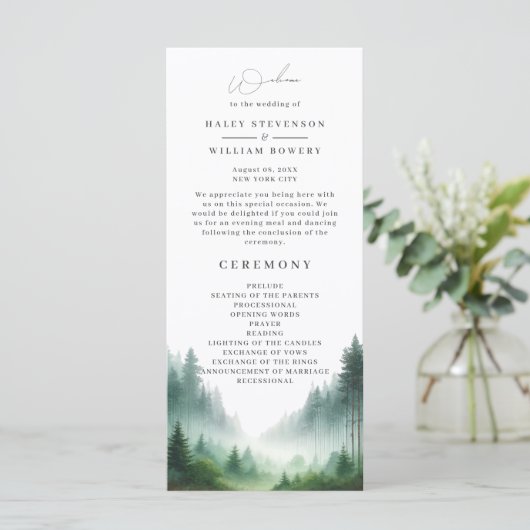 Waterverf Forest Destination Wedding Programma (Staand voorkant)