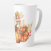 Waterverf Forest Fairy & Autumn Pumpkin Bouquet Latte Mok (Rechterhoek)